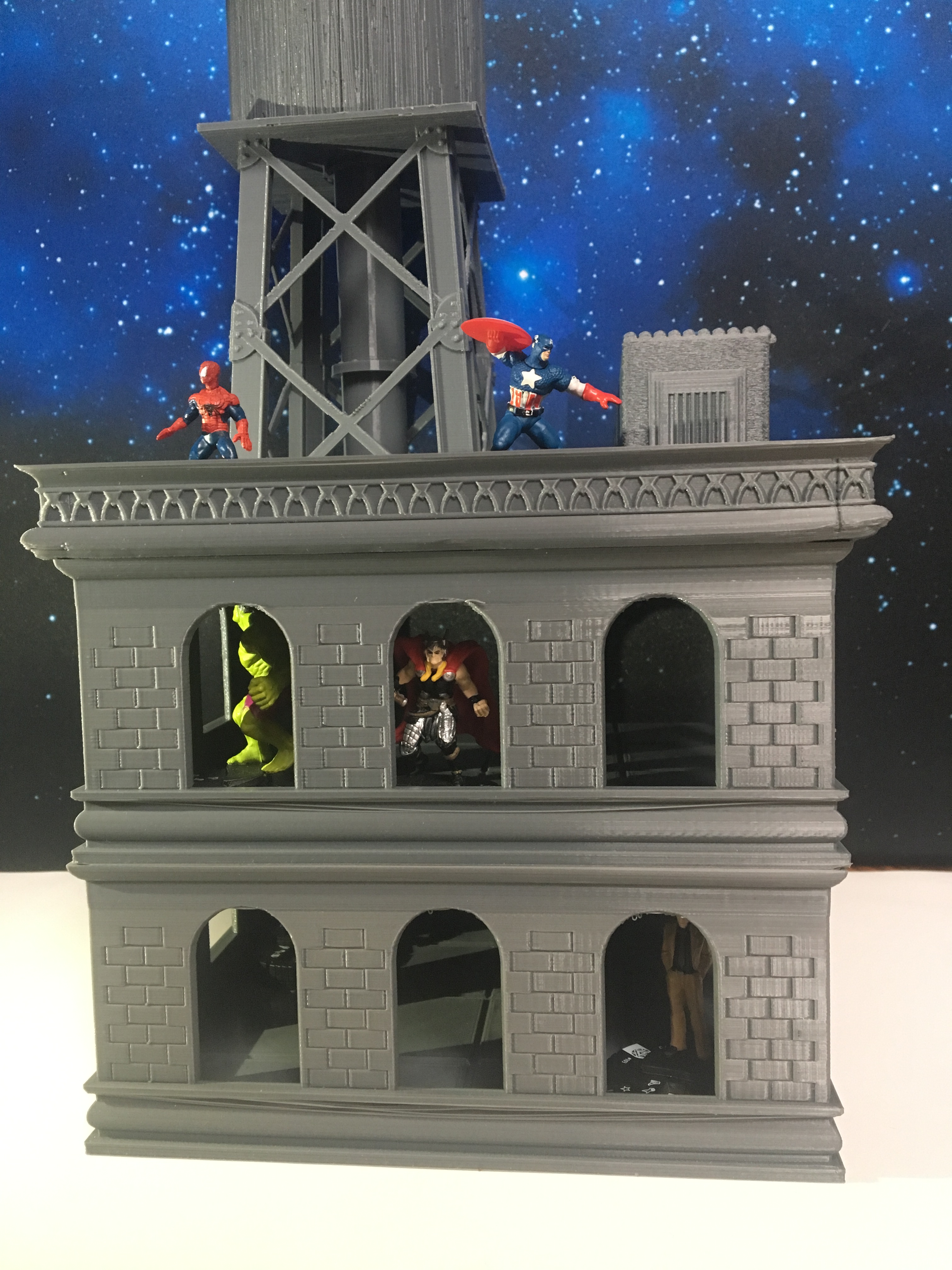 Two floors and roof modular building for Heroclix